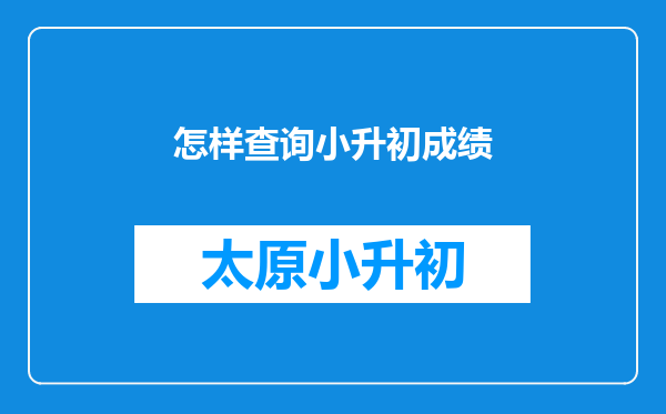 怎样查询小升初成绩