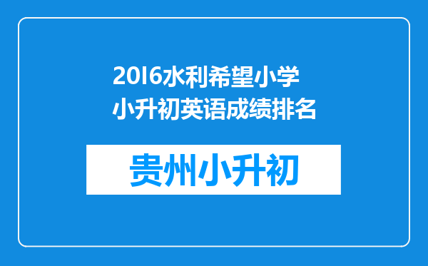 20I6水利希望小学小升初英语成绩排名