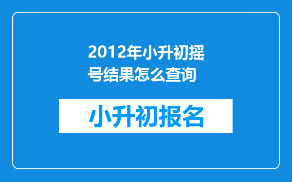 2012年小升初摇号结果怎么查询