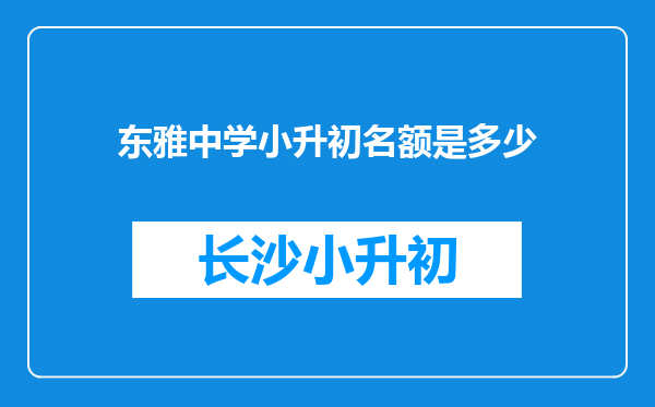 东雅中学小升初名额是多少