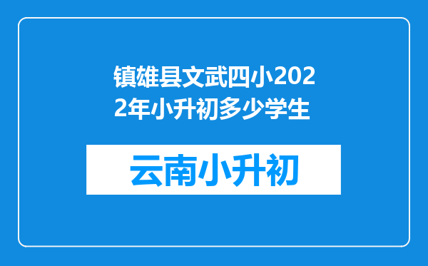 镇雄县文武四小2022年小升初多少学生