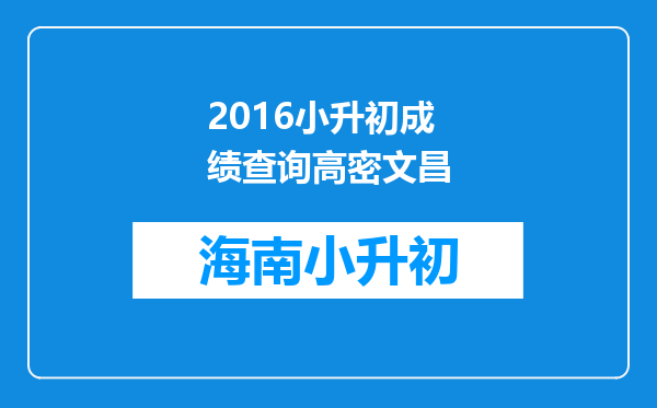 2016小升初成绩查询高密文昌