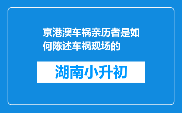 京港澳车祸亲历者是如何陈述车祸现场的