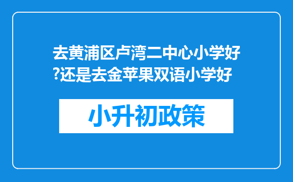 去黄浦区卢湾二中心小学好?还是去金苹果双语小学好