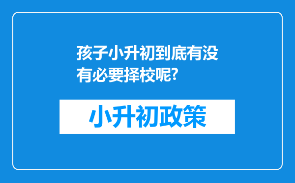 孩子小升初到底有没有必要择校呢?