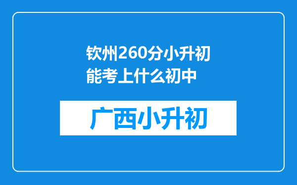 钦州260分小升初能考上什么初中