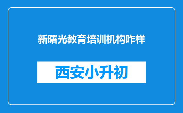 新曙光教育培训机构咋样