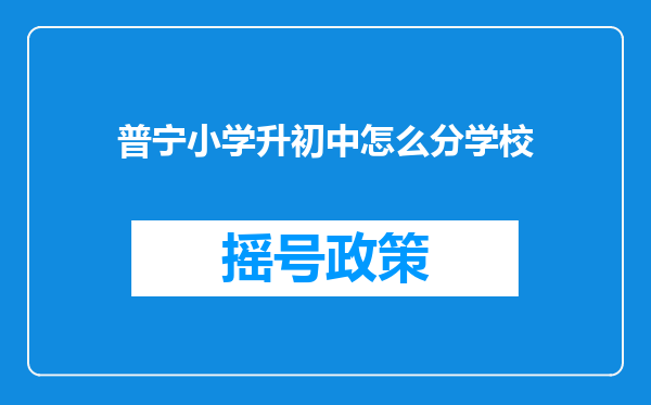 普宁小学升初中怎么分学校