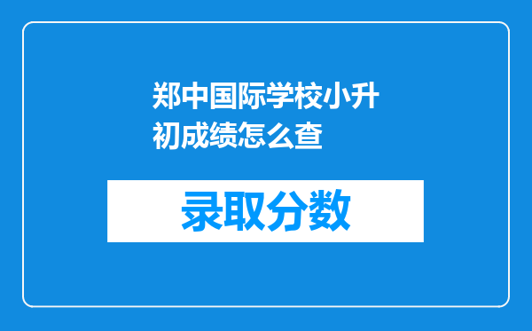 郑中国际学校小升初成绩怎么查