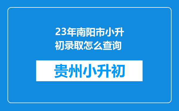 23年南阳市小升初录取怎么查询