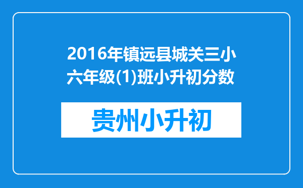 2016年镇远县城关三小六年级(1)班小升初分数