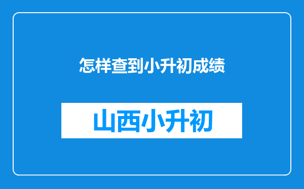 怎样查到小升初成绩