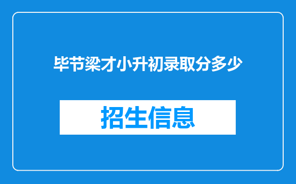 毕节梁才小升初录取分多少