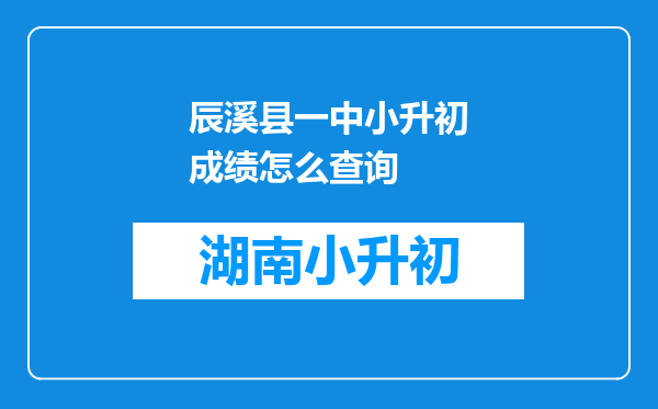 辰溪县一中小升初成绩怎么查询