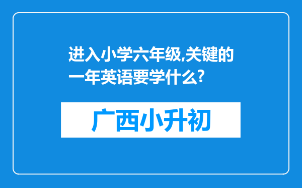 进入小学六年级,关键的一年英语要学什么?