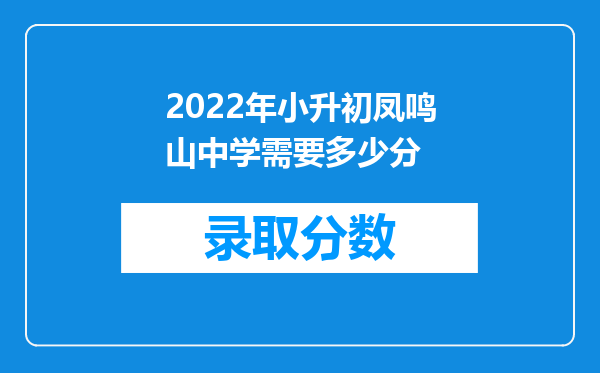 2022年小升初凤鸣山中学需要多少分