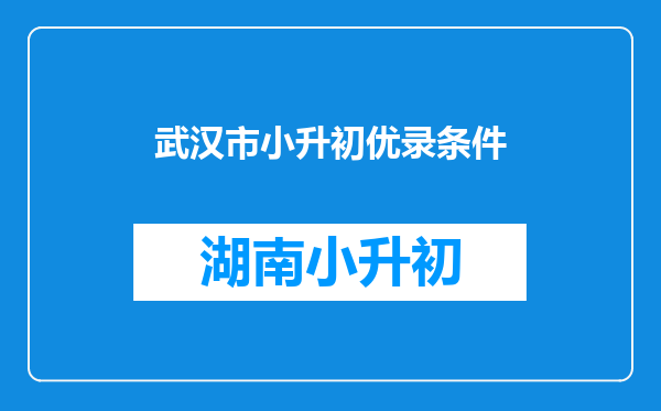 武汉市小升初优录条件