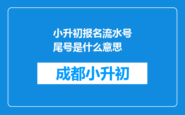 小升初报名流水号尾号是什么意思