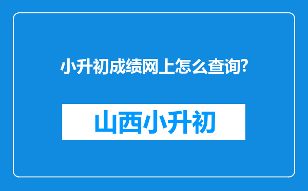 小升初成绩网上怎么查询?