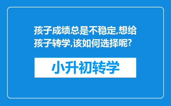 孩子成绩总是不稳定,想给孩子转学,该如何选择呢?