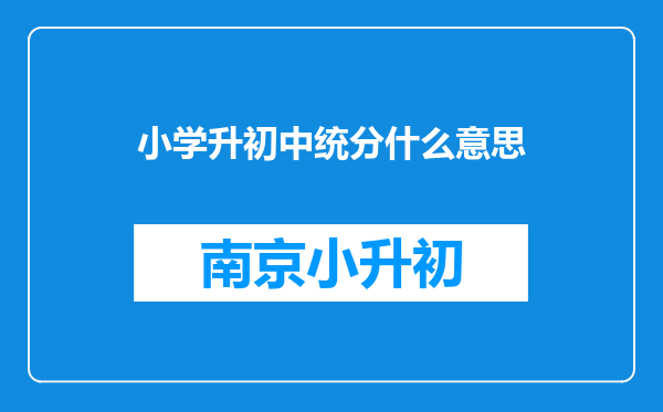 小学升初中统分什么意思