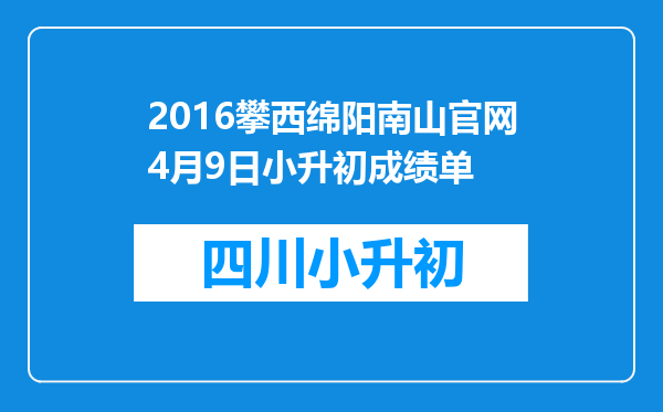 2016攀西绵阳南山官网4月9日小升初成绩单