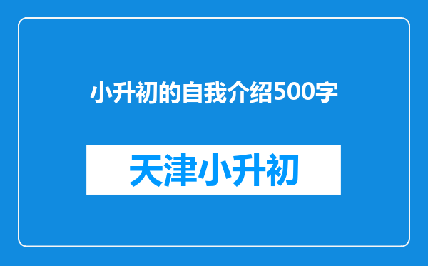 小升初的自我介绍500字