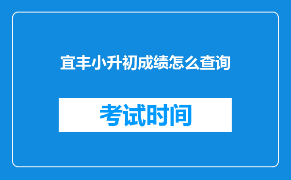 宜丰小升初成绩怎么查询