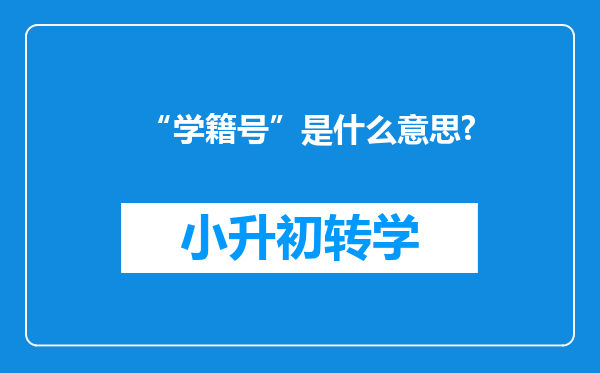 “学籍号”是什么意思?