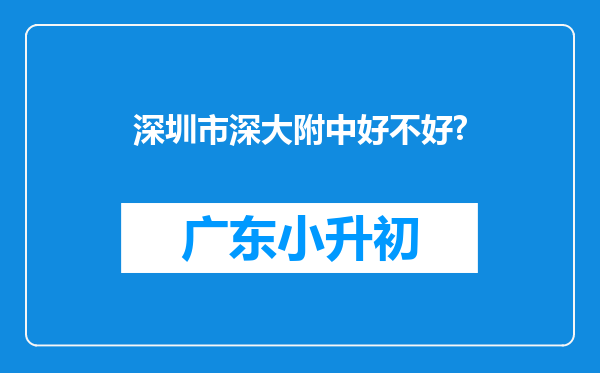 深圳市深大附中好不好?