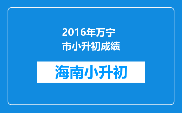 2016年万宁市小升初成绩