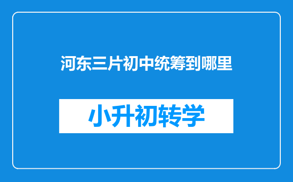 河东三片初中统筹到哪里