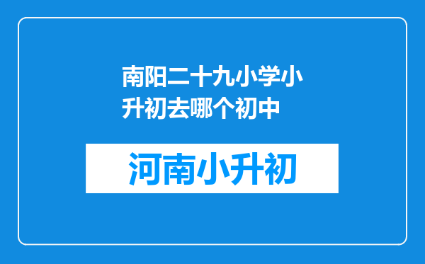 南阳二十九小学小升初去哪个初中