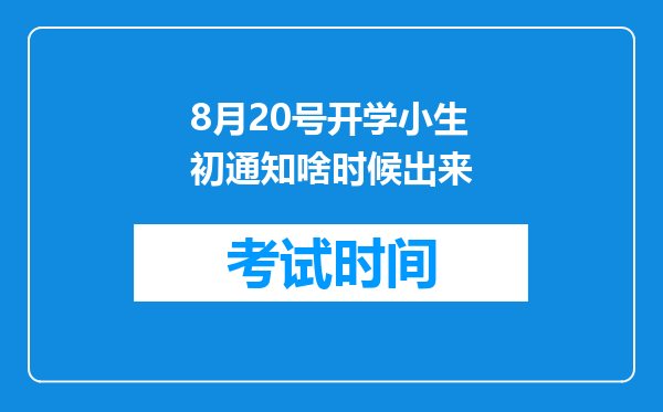 8月20号开学小生初通知啥时候出来