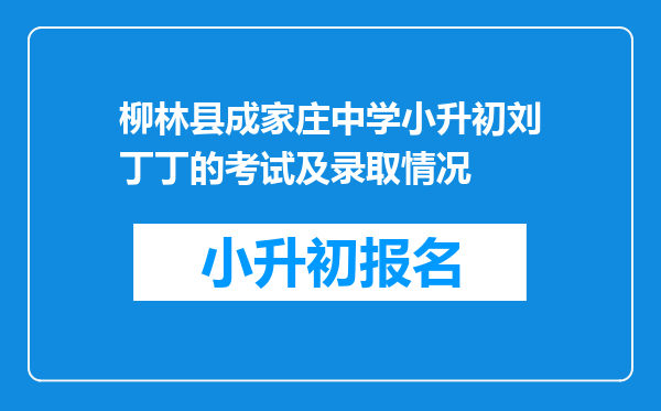 柳林县成家庄中学小升初刘丁丁的考试及录取情况