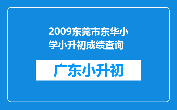 2009东莞市东华小学小升初成绩查询