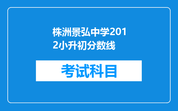 株洲景弘中学2012小升初分数线