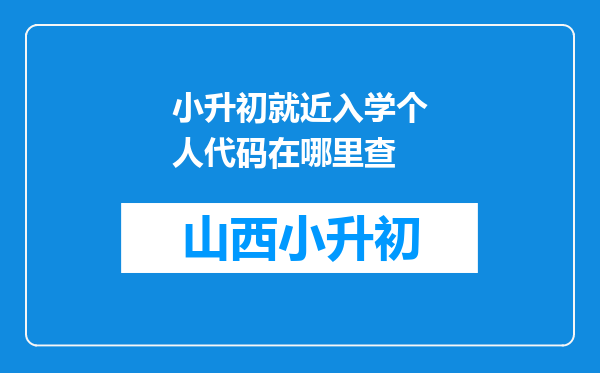 小升初就近入学个人代码在哪里查