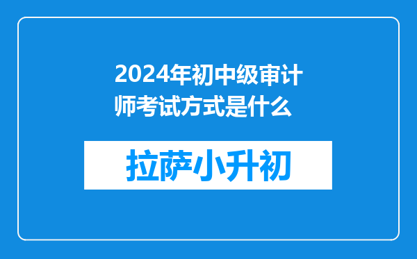 2024年初中级审计师考试方式是什么