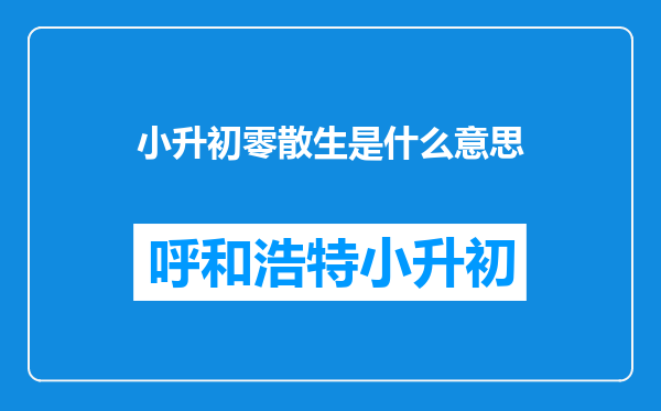 小升初零散生是什么意思