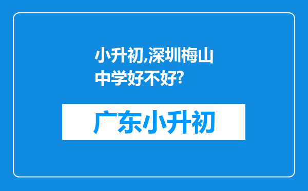 小升初,深圳梅山中学好不好?