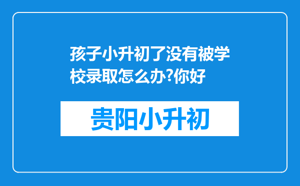 孩子小升初了没有被学校录取怎么办?你好