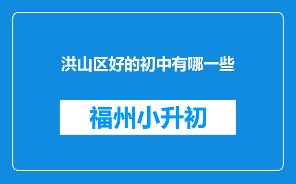 洪山区好的初中有哪一些