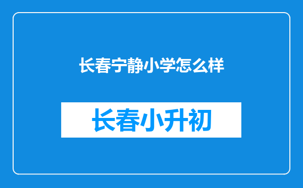 长春宁静小学怎么样