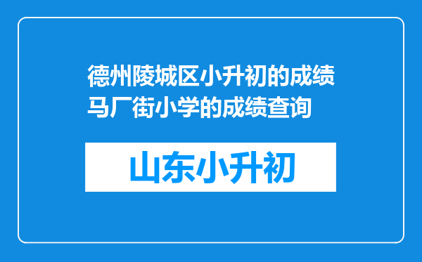 德州陵城区小升初的成绩马厂街小学的成绩查询