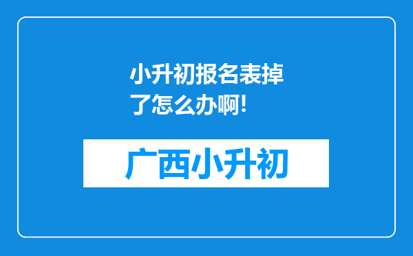 小升初报名表掉了怎么办啊!