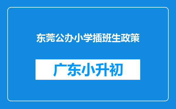 东莞公办小学插班生政策