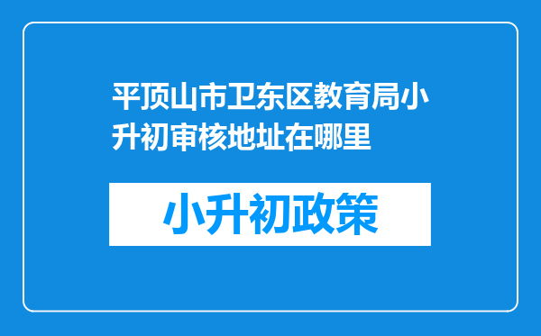 平顶山市卫东区教育局小升初审核地址在哪里