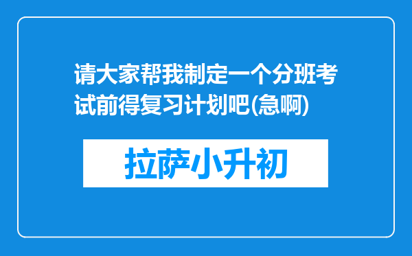 请大家帮我制定一个分班考试前得复习计划吧(急啊)