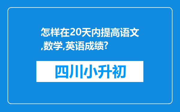 怎样在20天内提高语文,数学,英语成绩?